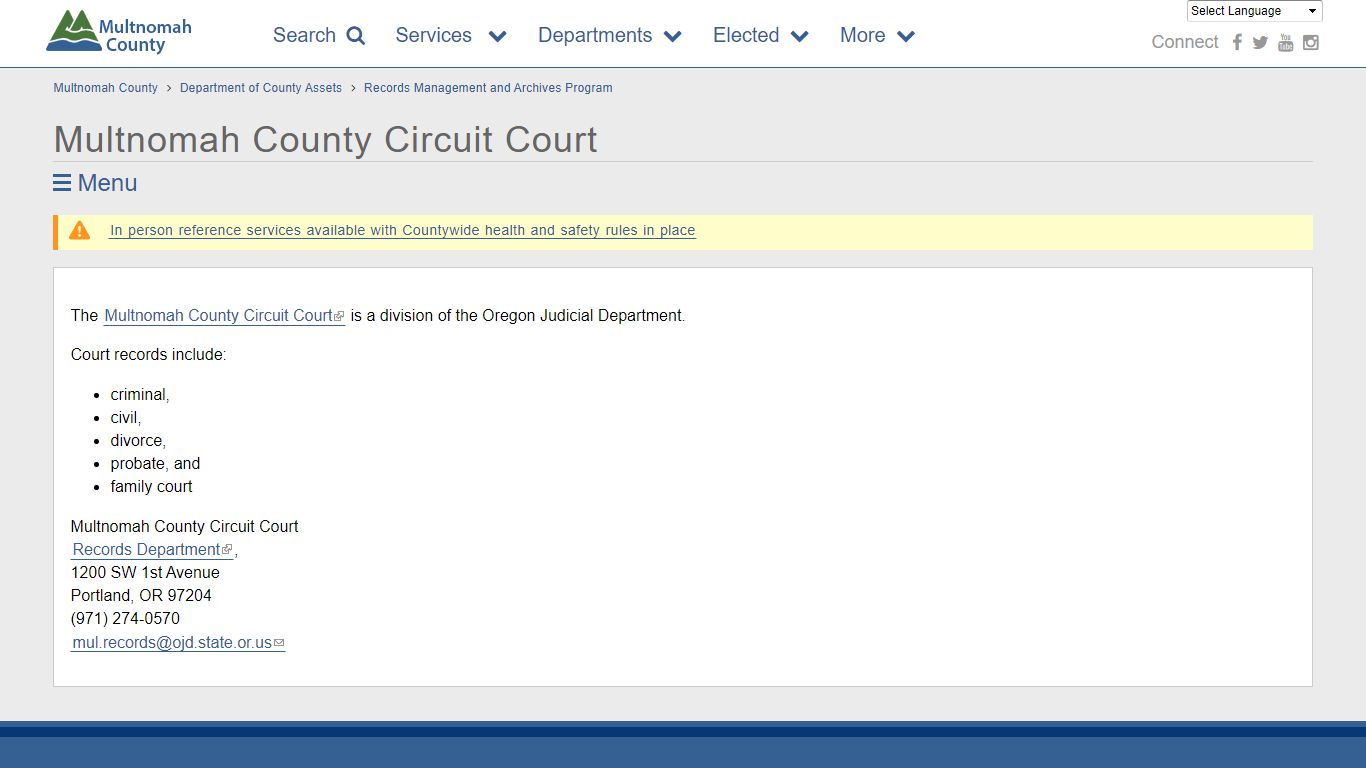 Multnomah County Circuit Court | Multnomah County